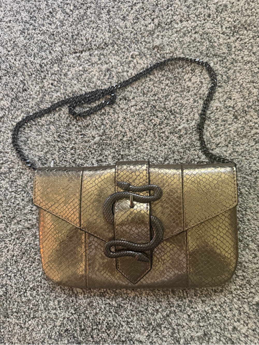 Express Metallic Gold Snake-Accent Clutch - Picture 4 of 4